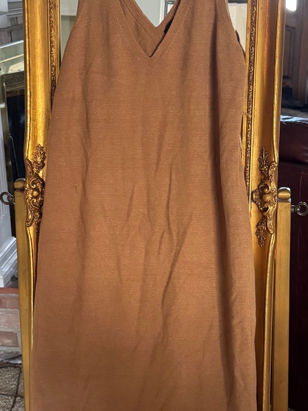 Express Women's V-Neck Brown Knit Two Piece dress and crop sweater set